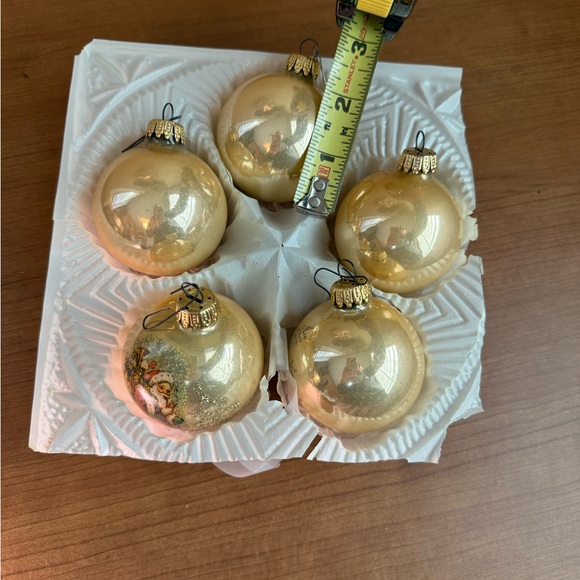 VTG Kurt S. Adler 5 Gold Hand Painted Santa Claus Glass Ornaments Santas World - Picture 6 of 10